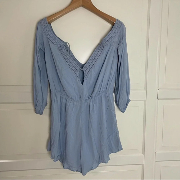 Bardot light blue off the shoulder romper playsuit  9613 - Picture 4 of 11